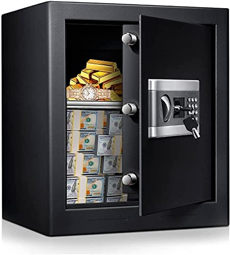 CLSDRZC Feuerfester, wasserdichter Schrank, feuerfester Dual-Security-Stahl-Sicherheitsschrank, Geld mit Tastatur, LED-Anzeige, digitales Zahlenschloss für Geld