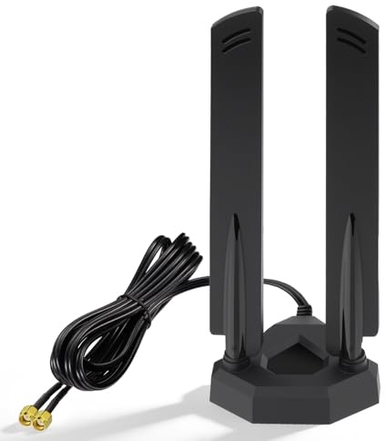 Eightwood WiFi 6E antenn 2,4 GHz 5 GHz 6 GHz WLAN-antenn RP-SMA Tri-bandantenn magnetisk bas med 2 m förlängningskabel för WLAN-kort PCI-kort PC Bluetooth moderkort WiFi Route