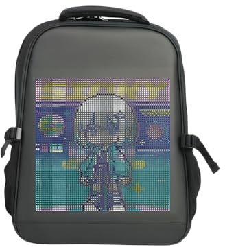 ZYHARUKO LED-ryggsäckar med programmerbar skärm laptop diys resa dagväska motorcykel ryggsäck män eller kvinnor LED motorcykel, Svart