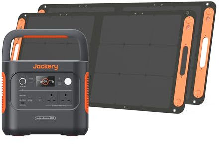 Jackery Explorer 2000v2 Portable Power Station with 2x100W Solar Panels | 2040Wh LFP Solar Generator, 2000W AC & 100W USB-C Output, 1.7-Hour Fast Charge, Compact 2kWh Power for Outdoor & Home Backup