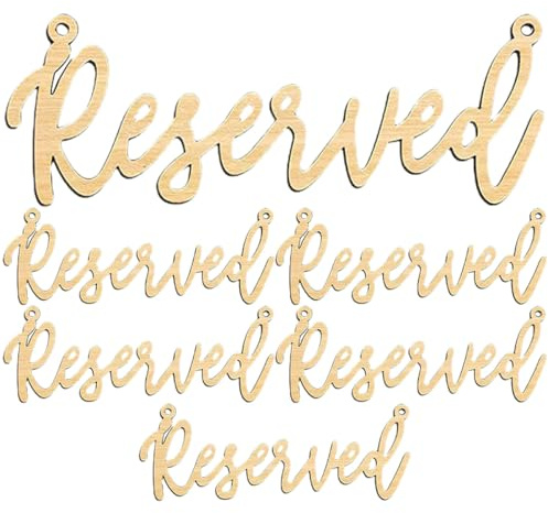 POPETPOP 6 Carteles Colgantes de Madera para Boda Señales de Asientos Reservados, Reutilizables y Ligeros para Decoración de Fiestas y Restaurantes