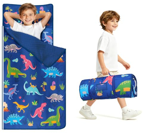 Sac de Couchage pour Enfants avec Oreiller Amovible et Couverture 150*60cm | Tapis de Sieste Pliable pour Filles et Garçons Voyage Camping Ecole Garderie