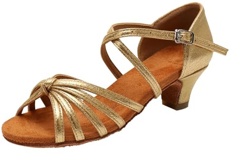 Genérico Sandalias Niña Verano Tacon Bajo Zapatos de Baile Latino Niña Tacón 3 cm Estándar Salsa Bailarina y Bachata Principiantes Bailarina Práctica