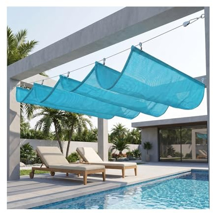 Tenda Retrattile Ondulata，Vele Ombreggianti in Acciaio Traspirante, Protezione Solare Personalizzabile per Cortile, Terrazzo, Veranda - Scivolo Filo Avvolgibile(W1*L4m/W3.28*L13.12ft)