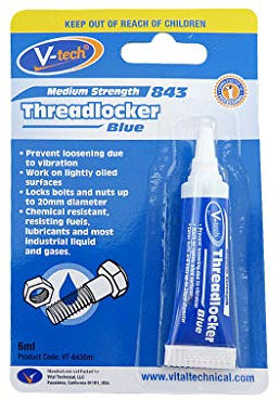V-Tech Anaerobic Thread Lock Blue Medium Strength 6ml Locks Nuts & Bolts