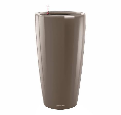 Lechuza – Pot de Fleurs d'Interieur – Premium Rondo – Réserve d'Eau Intégrée – Coloris Taupe – Ø 40 x 75 cm