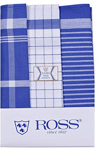 Zwirn-HL-Geschirrtücher Größe 50 x 70 cm in 6 Farben (2 = blau) 3er Pack