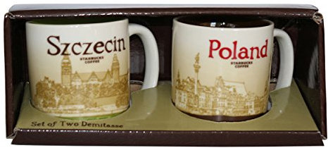 Starbucks Taza Szczecin/Poland Set of Tow Demitasse Coffee Café Espresso