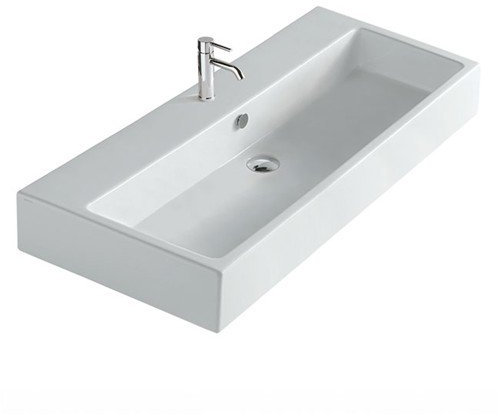 Lavabo PLUS DESIGN cm 100x48 sospeso o d’appoggio, monoforo. Fissaggio incluso
