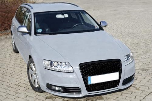 Waben- Gitter- Kühler- Sport- Front- Rippen- Grill ohne Emblem Schwarz Glanz