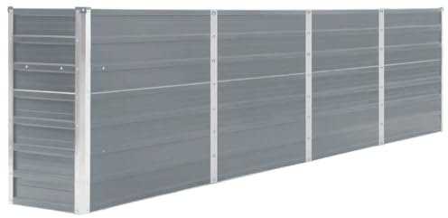 vidaXL Jardinière Pot de Fleurs Bac à Plante Pot de Plante Bac de Fleurs Légumes Herbes Jardin Extérieur 320x40x77 cm Acier Galvanisé Gris
