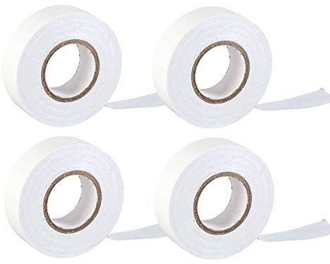 LEDLUX Lot de 4 rouleaux de ruban isolant électrique en PVC, 18 mm x 20 m, couleur blanc