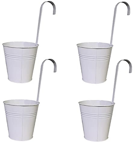 Geschenkestadl Hängetöpfe Ø 14 cm Übertopf Blumentopf 4 Stück (Weiss)