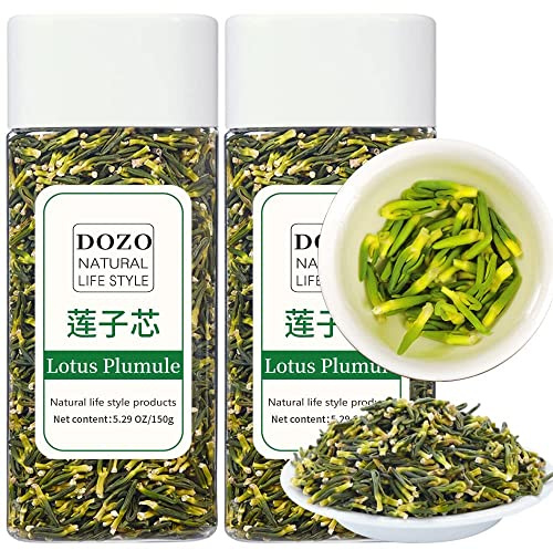 DOZO Dried Lotus Plumule Tea 10.58oz/300g Wild Natural Lotus Seed Core Premium Chinese Herbal Bitter Tea Dried Herbs, Sulfur Free, Caffeine Free 莲子心 特级免洗莲子芯