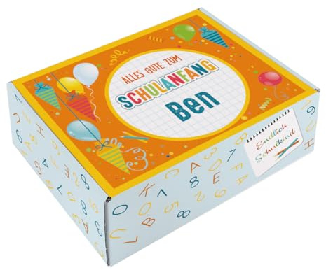 Striefchen® Geschenkbox Einschulung Geschenk personalisiert mit Name - Geschenkverpackung Schulanfang Geschenk - Einschulungsgeschenk Schulranzen Karton