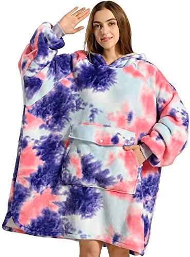 Krifey Wearable Blanket Hoodie, Oversized Sherpa Hooded for Women and Men, Cozy Sweatshirt with Giant Pocket