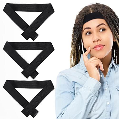 Molain Elastisches Band für fixierte Haar-Perücken, 3 Stück, schwarze Nylonkanten, rutschfest, langlebig, zum Verlegen von Schal, verstellbare Perückenbänder