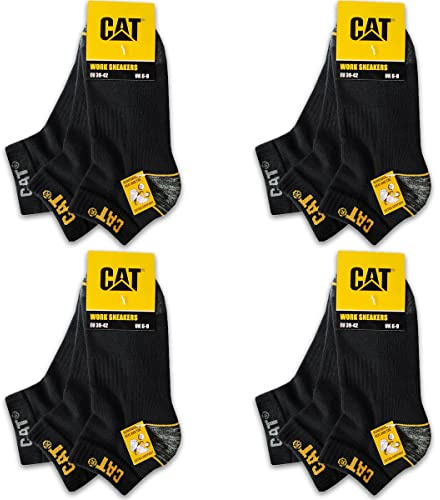 Caterpillar 12 par CAT WORK SNEAKERS SOCKS Arbetssneakers Sneakers Strumpor Arbetsstrumpor Strumpor Storlek 39–50 (43-46, Svart)