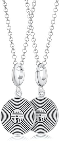 Lily Charmed - 925 Sterling Silver Vinyl Record Necklace with 18 Chain