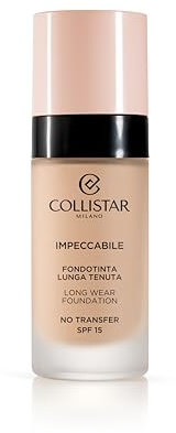 Collistar Impeccabile Fondotinta Lunga Tenuta, No Transfer, SPF 15, Idratazione Immediata e Fino a 120h, Finish Matte Naturale, Effetto Seconda Pelle, Coprenza Modulabile, 30ml