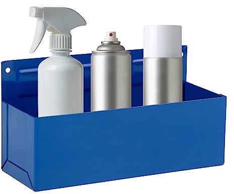 Rechabite Magnetic Aerosol Spray Can Holder, Magnet Toolbox Bottle Holder, Tool Box Storage Rack for Garage and Home, Craft Workspace, Mechanic Paint Bottle Can Organizer, Blue, 3x8.3