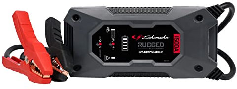 Schumacher Electric SBX462 - Starthilfe 1500A 12V Auto - Sicheres Lithium-Startergerät mit Klemmen - Für Benzinmotoren bis 8L / Diesel 6L - USB, LED-Lampe - Override & Pre-Boost