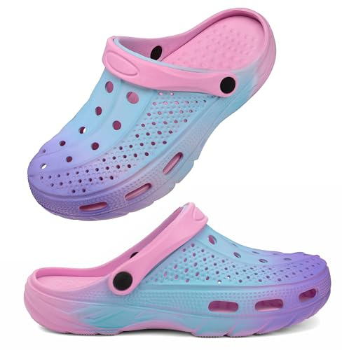 INMINPIN Women and Men Orthopedic Clogs Arch Support Garden Shoes Sandals Slippers with Plantar Fasciitis Feet Insoles,Gradient Pink,8-9 Women/6-7 Men