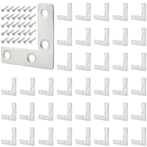 40 Flachverbinder Edelstahl L-Form,Flachwinkeln 90°,50x50mm Winkelverbinder | Eckwinkel Flach, Eckverbinder, mit 160 Schrauben, für Tische und Stühle