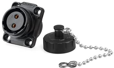Luftfahrt-Stecker, 2-polig, Buchse, Flansch-Stecker, mit Staubschutz, IP67, wasserdicht, 500 V, 20 A