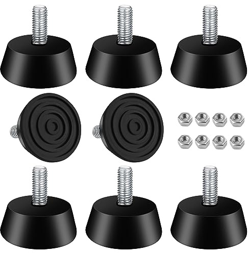 GZkushi Gummifüße Schraubbar M6 x 32.3mm mit Mutter, 8 STK (Schwarz) | Möbelfüße Verstellbar, für MöbelStühle,Tische,Sofas,Haushaltsgeräte,Vitrinen