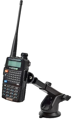 UAYESOK Soporte para walkie talkie de coche para vehículo con ventosa para radio de mano, soporte para salpicadero de Motorola Baofeng Icom Kenwood Yaesu Midland VHF UHF CB de dos vías