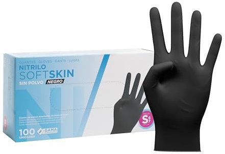 COM-FORT HOUSE Einweghandschuhe aus Nitril, Schwarz, Softskim-Kollektion, puderfreie Latexhandschuhe, erhältlich in den Größen S, L