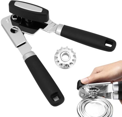 Miawtro Tin Opener, Stainless Steel Magnetic Can Opener, Can Opener Manual with Smooth Edge and Comfortable Grip, Tin Openers Practical and Easy to Open Cans for Kitchen Tools, Gifts (Black)
