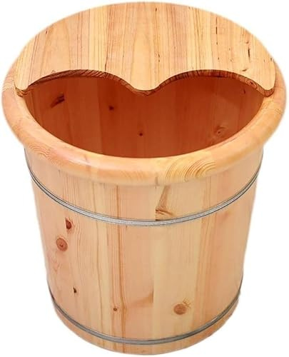 Wooden Foot Bath Bucketwooden Bucket for Pedicure, Foot Bath Hot Tub with Wheel Lid, Foot Tub for Soaking Feet, Foot Bath Bucket with Drain (Size B)(A) Super Easy to Use Needed To pursue happiness