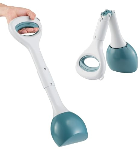 Navaris Dog Pooper Scooper M - Cat, Horse Poop Scoop w/Dense Closure & Smooth Button - Ideal for Dogs & Cats - Long Handled Durable Garden Poo Picker Upper - Deep Green, Medium