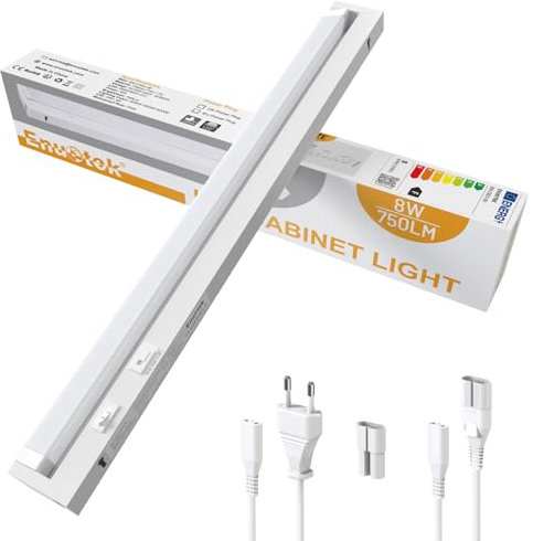ENUOTEK Lampada Luce LED Sottopensile Cucina 230V Rotante, 54.5CM Barra LED Sottopensile Dimmerabile, 3 Colori di Luce Regolabili 3000K 4000K 6500K, 8W 750Lm, Per la Cucina e il Bagno