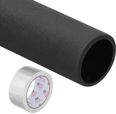 PATIKIL 2(51mm) ID x 6Ft Pipe Insulation Foam Tube Set, Pipe Cover Wrap Roll Bar Padding Tubing with Aluminum Foil for Handle Grip HVAC Outdoor Air Conditioner Units