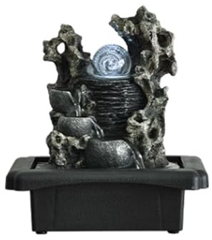 guiling-1986 Tabletop Water Fountain Flowing Water Financial Decoration Simple Desktop Fountain Home Living Room Decoration Office Landscape Resin Fountain Indoor Fountain