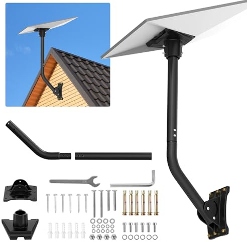 Bindokun Support Starlink Gen 3, Fixation Starlink V3 Réglable à 360°, Support Mural avec Adaptateur avec Starlink Internet Satellite Kit Complet, Kit de Montage sur mât Starlink Gen3/Mini