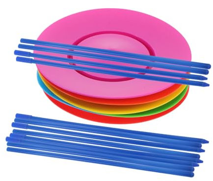 VICASKY 6stücke Teiliges Jonglier-Platten-Set Mit Sticks Für Akrobatik Und Zirkusaufführungen Bunte Plates Für Erwachsene Requisiten Für Halloween-Partys Und Jongliertraining