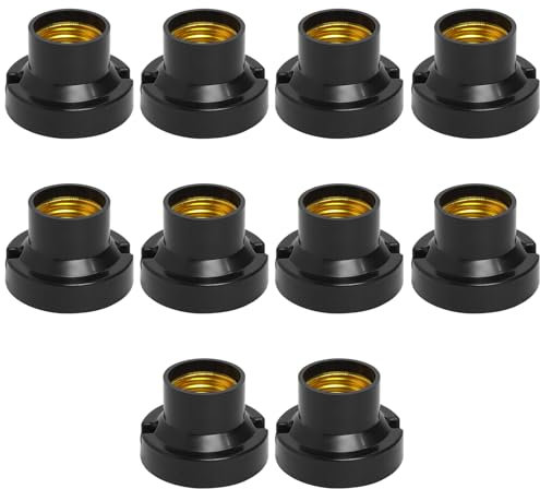 EuAcesry 10 Stück Lampenfassung E27, Fassungzum für Baustelle, Glühbirnen Fassung E27, Flach Adapter wasserdichte Lampenfassung für Einbauleuchte, für Glühlampen, Halogenlampen