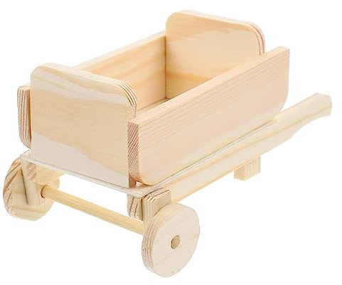 TOYANDONA Holzkarrenmodell Miniatur Gartenkarrenmodelle Simulationskarrenmodell Mini-landschaftsdekorationen Kleines Bauernhofspielzeug Winziges Trolleymodell Miniaturkarren Holz Warenkorb m