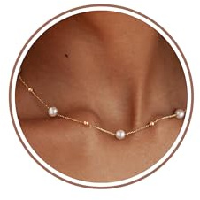 ZHESHY Collier Argent Perle Avec Fleurs Ras De Cou Multicouche Réglable Plaqué Or 14k Pour Femme - Cadeau Anniversaire Mariage Demoiselle D'honneur Bijoux