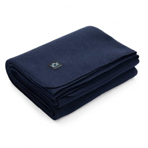 Arcturus King Size Wool Blanket (90x 108) | Thick, Washable, Navy Blue