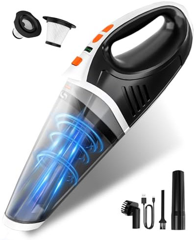 SERVOMASTER Aspirabriciole Senza Fili, Aspirapolvere Auto cordless con 2 modalità di velocità, Ricaricabile Mini Aspirapolveree con luci LED, Aspiratore portatile per auto casa ufficio auto Pet