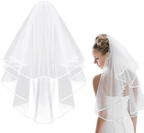 CULEO Velos para mujer Velo de novia de 1 pieza, satén con lazo, peine, accesorios de vestido