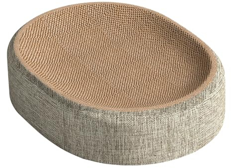 Sisal Kratzbrett Für Katzen, Ovales Kratzpappe Für Katzen 2 In 1 Katzenbett Katzenkratzbretter, Krallenschleifen Und Schlafen, 41x31x10cm