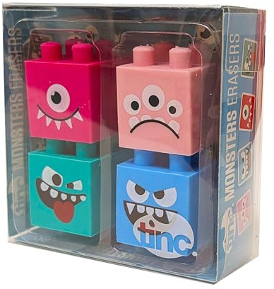 Tinc Monster-Radiergummis für Kinder – Verwendung in der Schule und Hausaufgaben (S4MONSER)