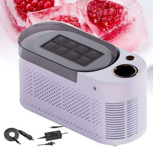 aromaoveite Small Electric Ice Maker,Countertop Ice Cube Maker with Cigarette Lighter Plug,8 Cubes Ready in 10 Mins,Portable Home and Car Dual-use Automatic Electric Ice Block Making Machine,purple