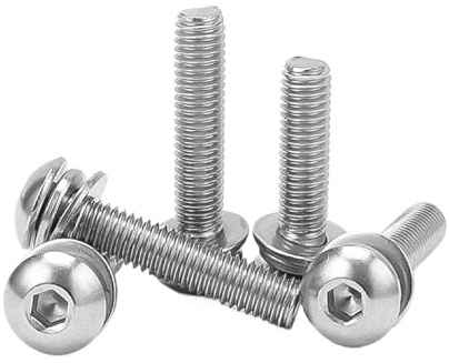 M3 M4 M5 M6 M8 304 Vite a testa bombata con esagono incassato in acciaio inossidabile con rondella e guarnizione a molla, bullone di montaggio, 1/50 pezzi(10pcs M4x40mm)